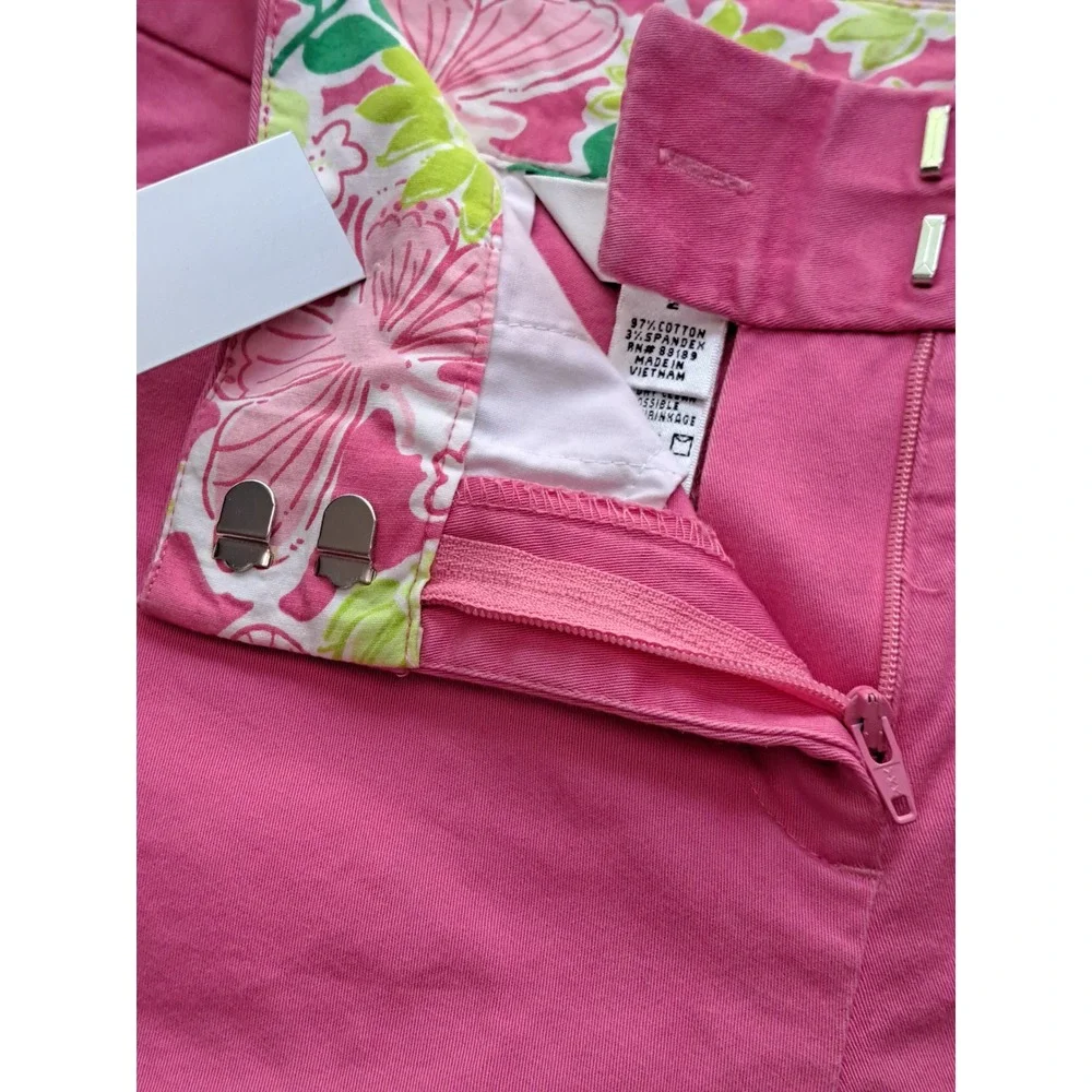 Lilly Pulitzer Callahan Shorts Pink Stretch Cotton Chino Preppy womens size 2